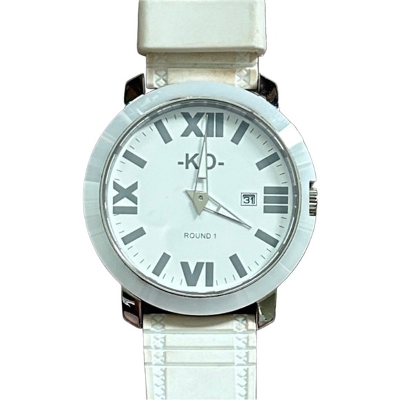 KO Knock Out Round 1 40mm All White Silicone Roman Numeral Watch K1306 - Picture 1 of 10